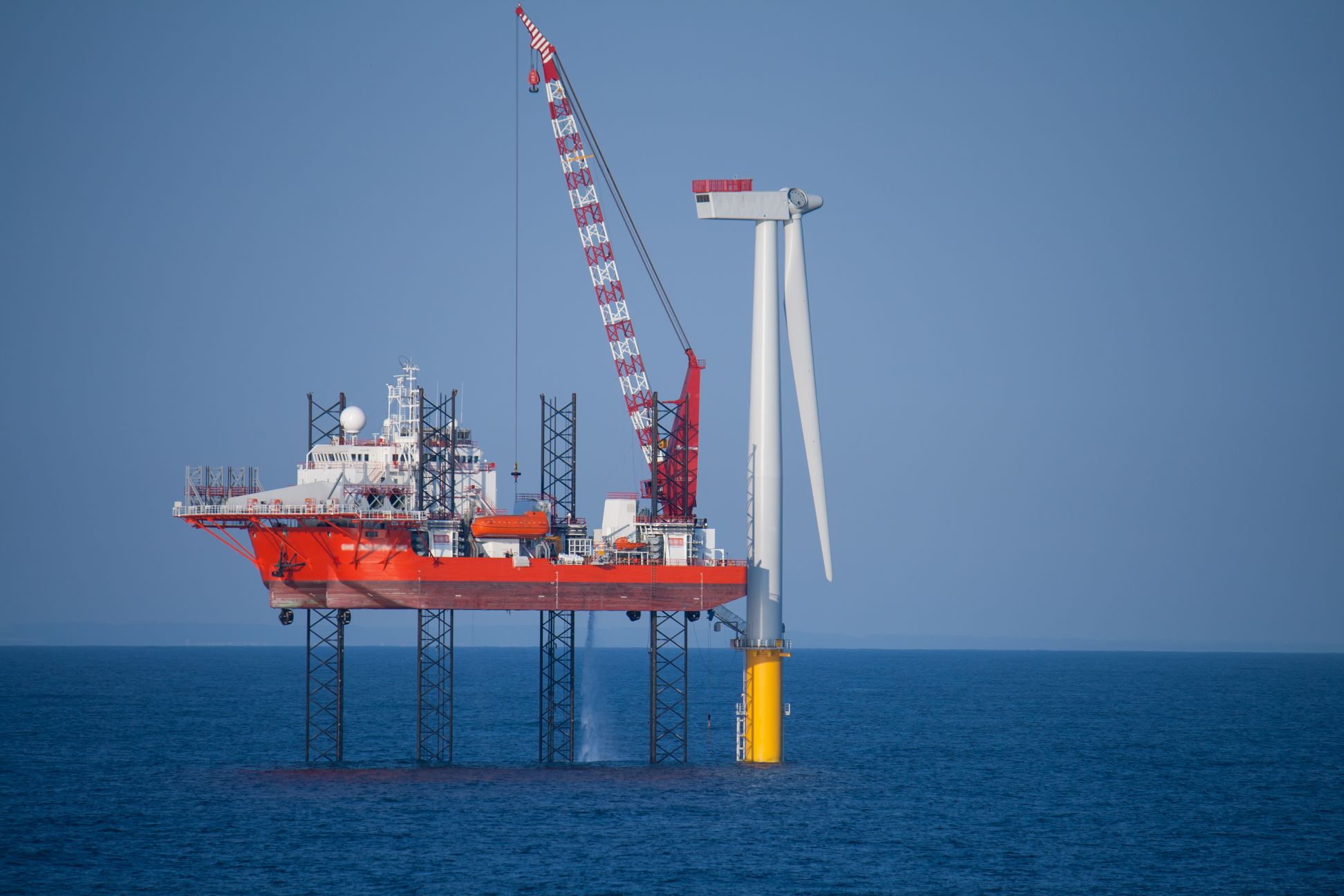 Windfarm under construction English Coast, North Sea